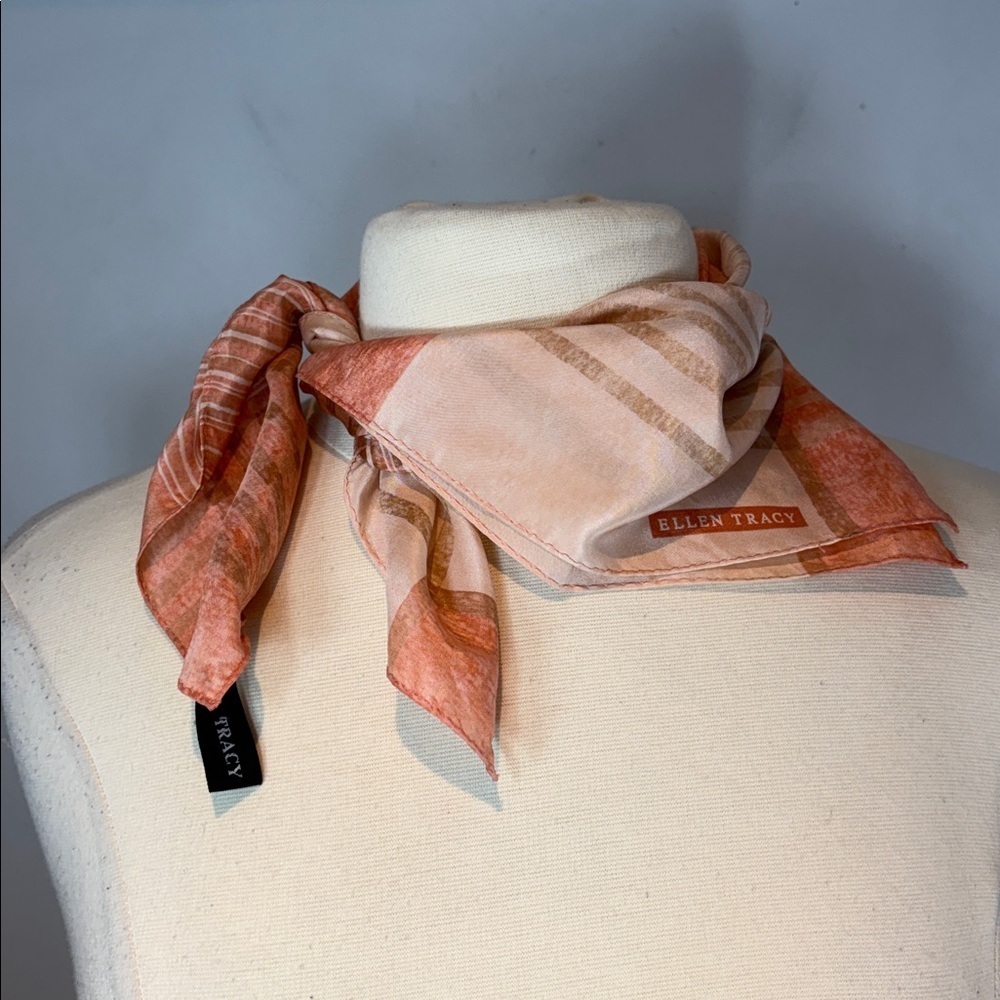 Vintage Ellen Tracy 100% Silk Scarf | 21” x 21”
